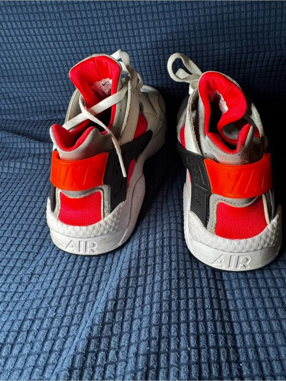 Nike Air Hurrache White Sneakers with Bright Red Accents
